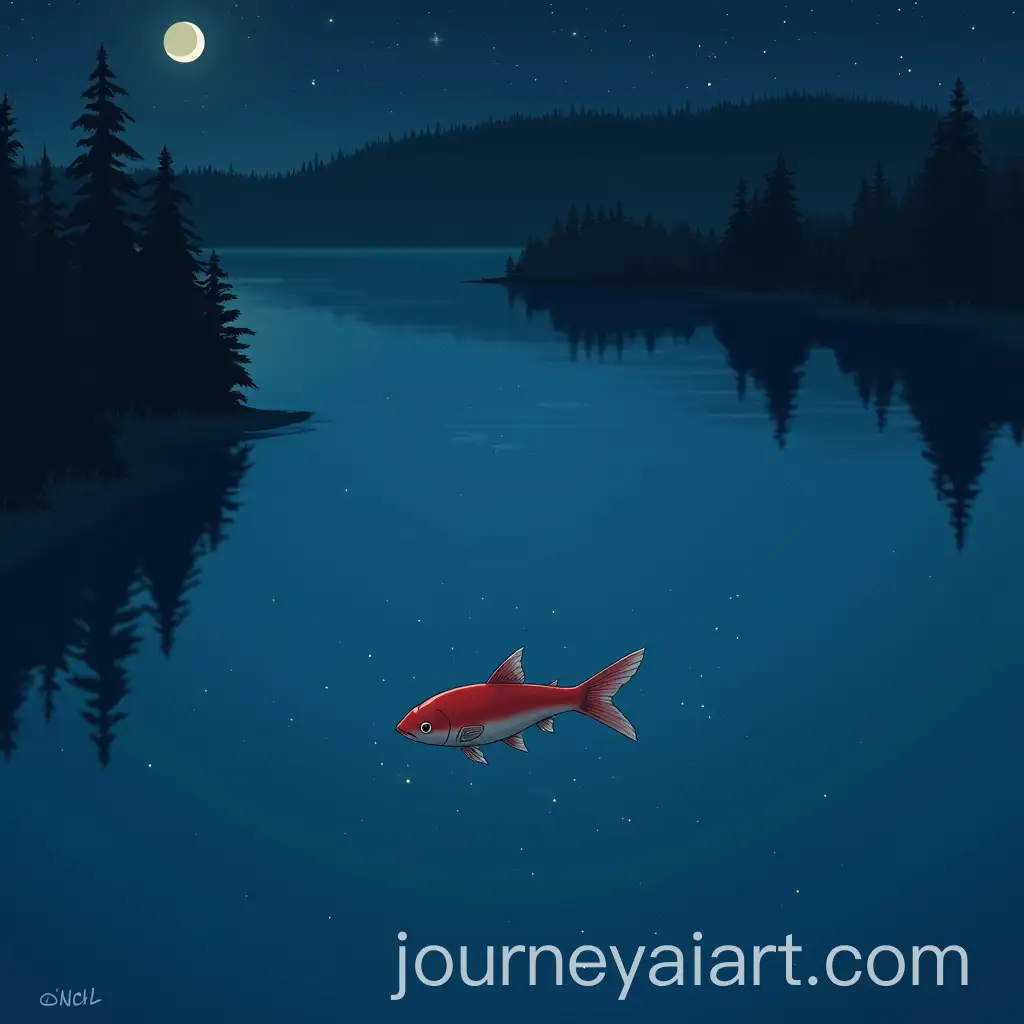 GhibliStyle-Digital-Art-of-Two-Fish-in-Enfield-Lake-River-at-Midnight