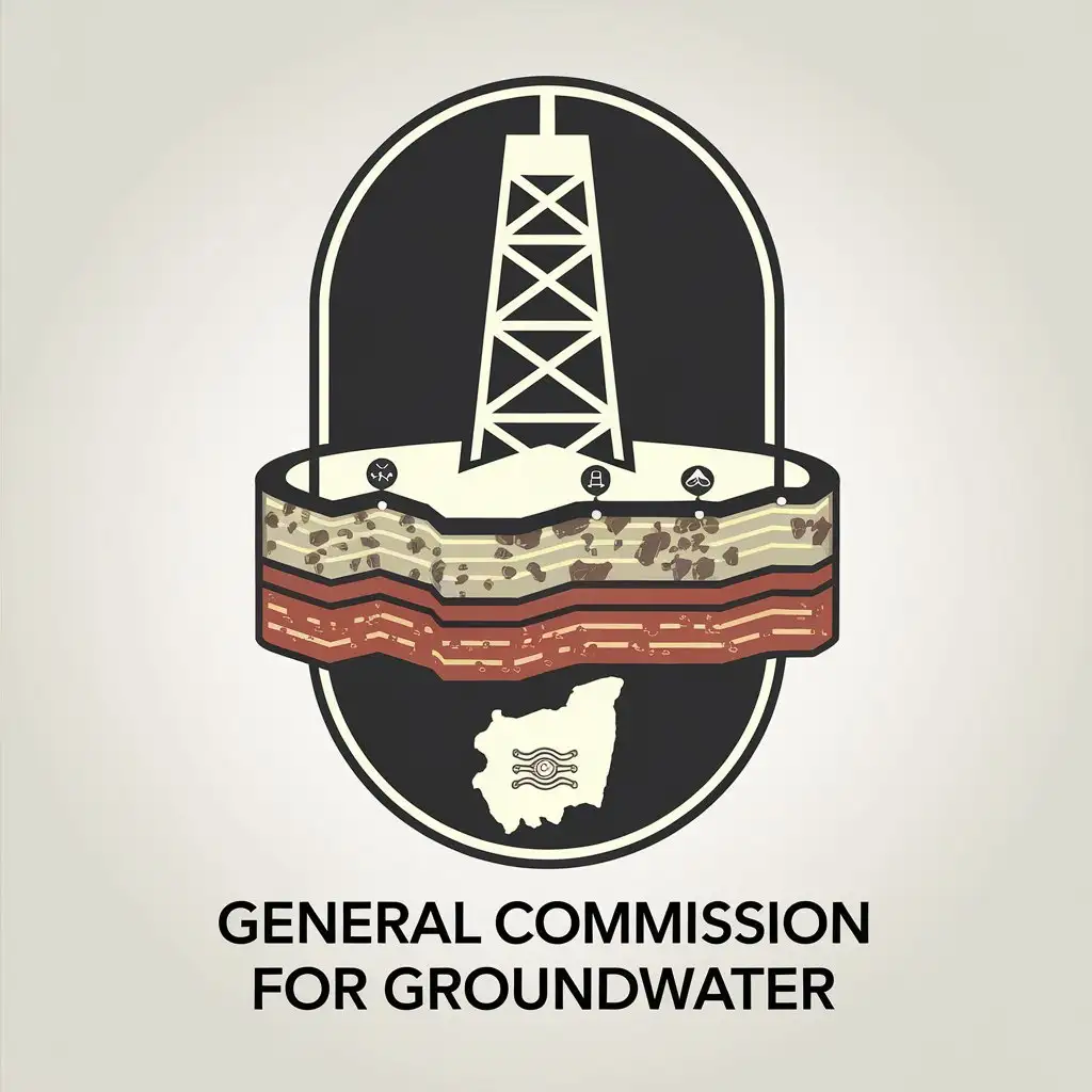 LOGO-Design-For-General-Commission-For-Groundwater-Circle-or-Oval-Shape-with-Well-Drilling-Tower-and-Geological-Symbols