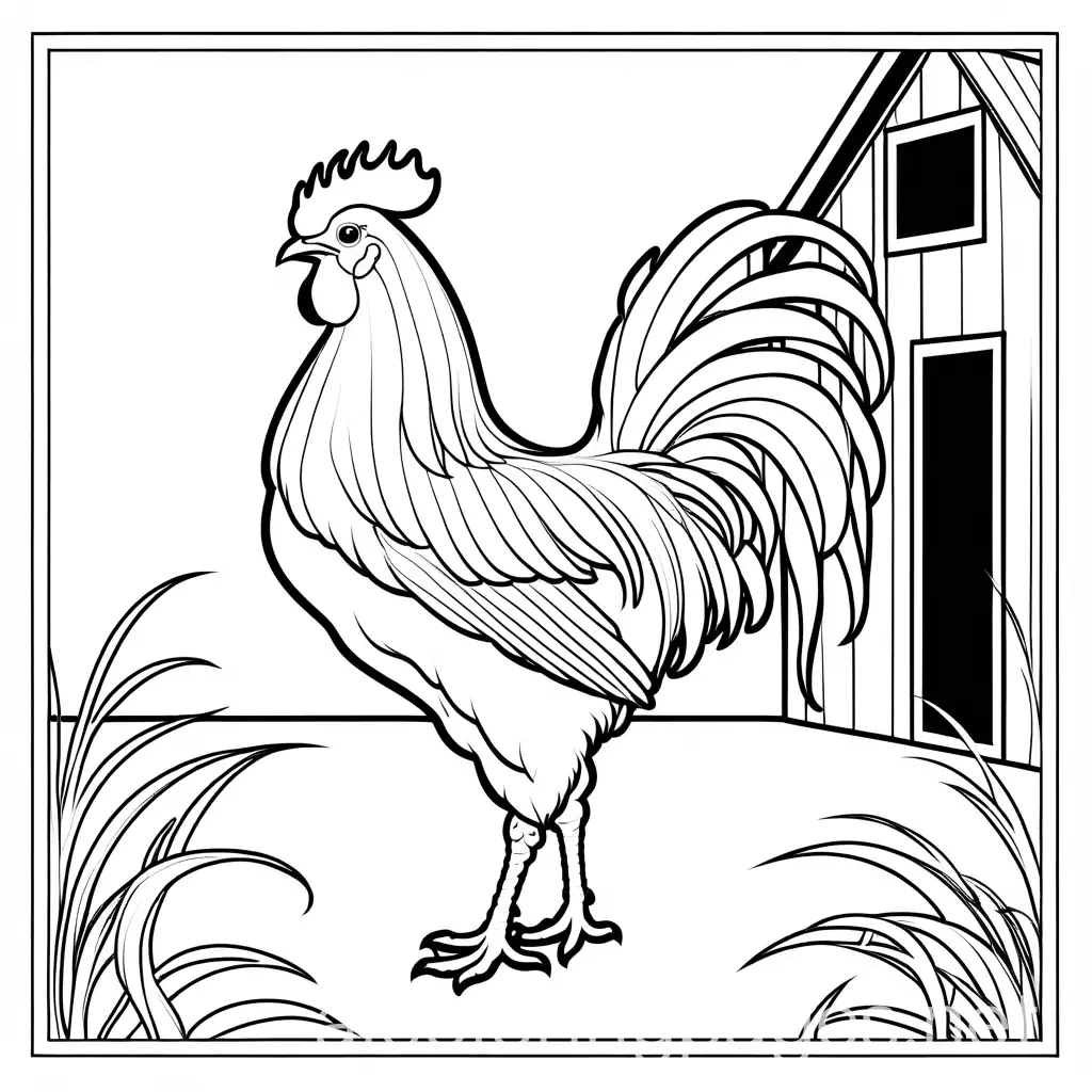 Cartoon-Rooster-Coloring-Page-in-Barn-Setting