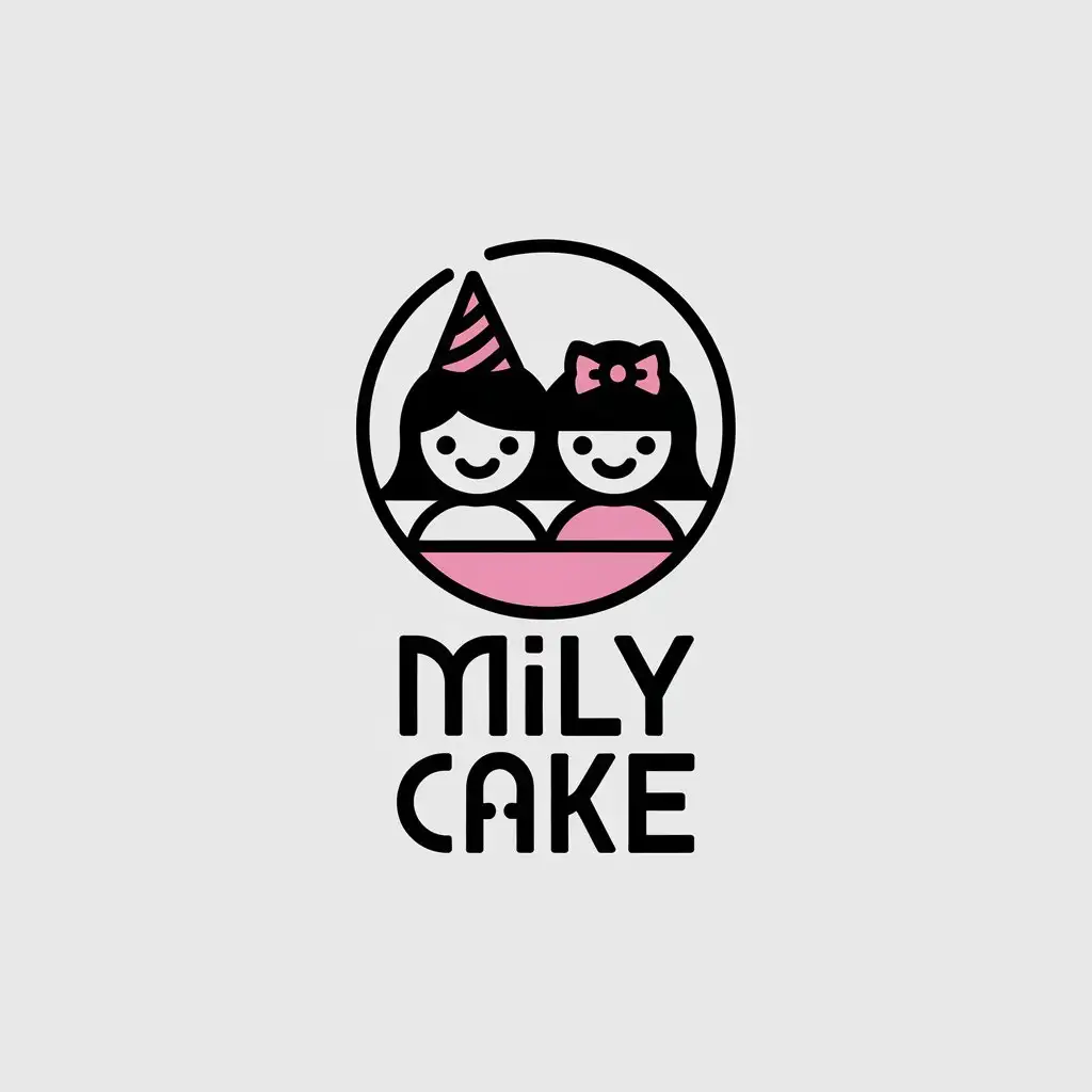 LOGO-Design-for-Mily-Cake-Simple-Vector-Design-with-Two-Girls-and-Dessert-Theme