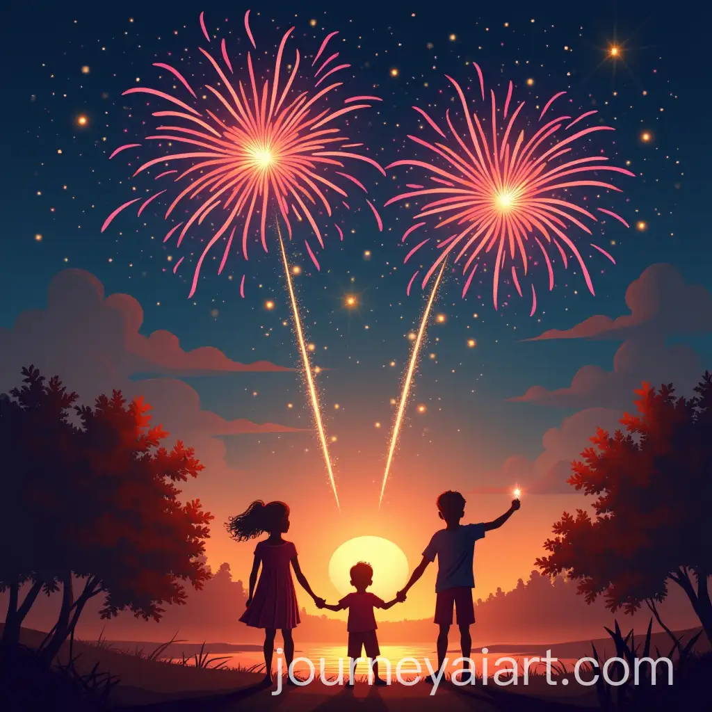 Children-Celebrating-Diwali-with-Colorful-Fireworks