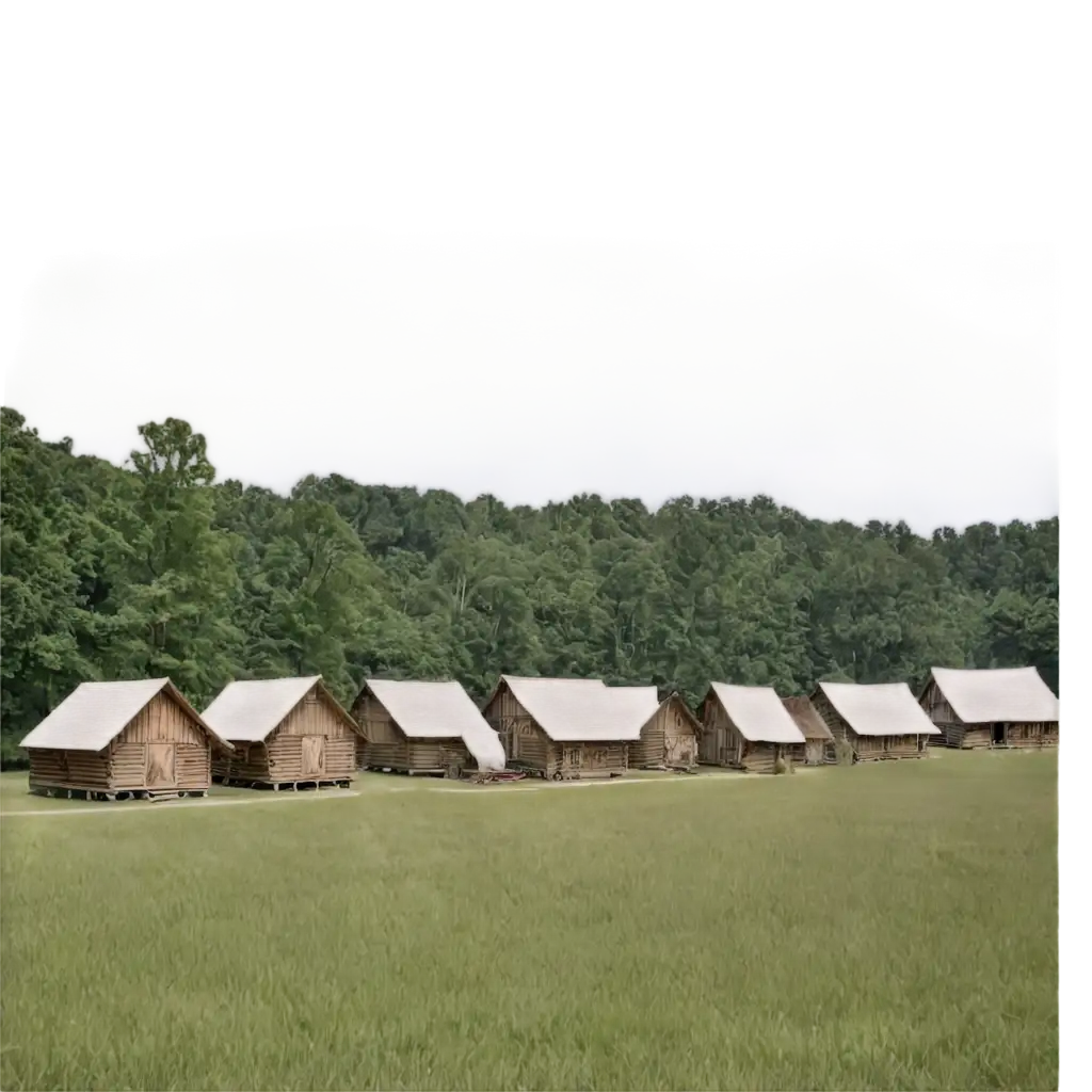 Cherokee village of long houses