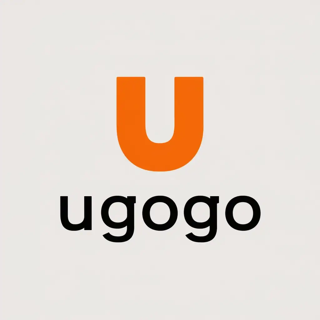 a vector logo design,with the text "Ugogo", main symbol:orange,Minimalistic,be used in Internet industry,clear background