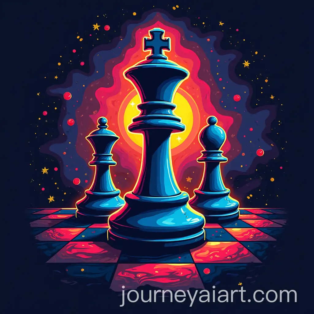 Psychedelic-Chess-Logo-with-Queen-Piece-Design