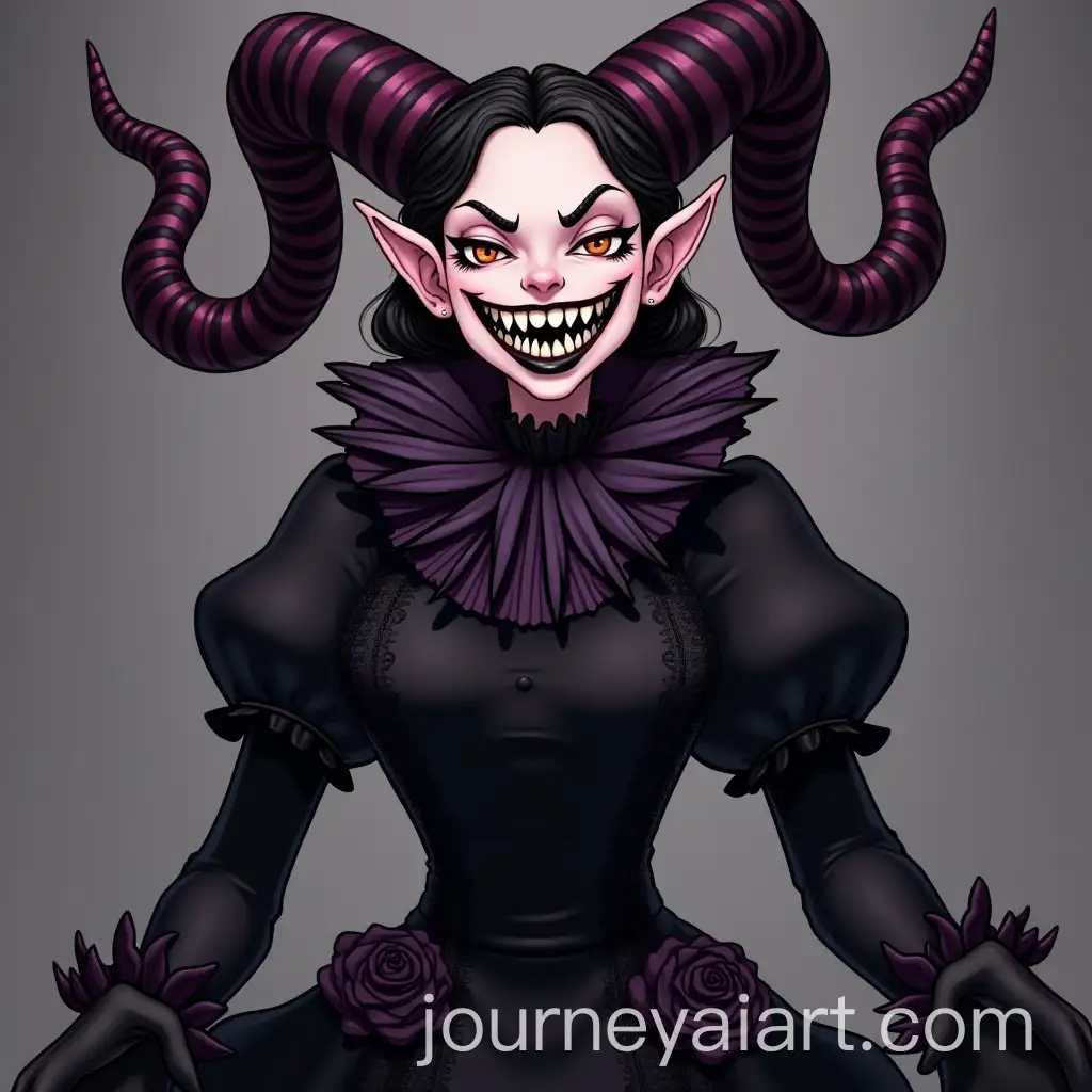 Sinister-Demon-Character-with-Curved-Horns-and-Victorian-Dress