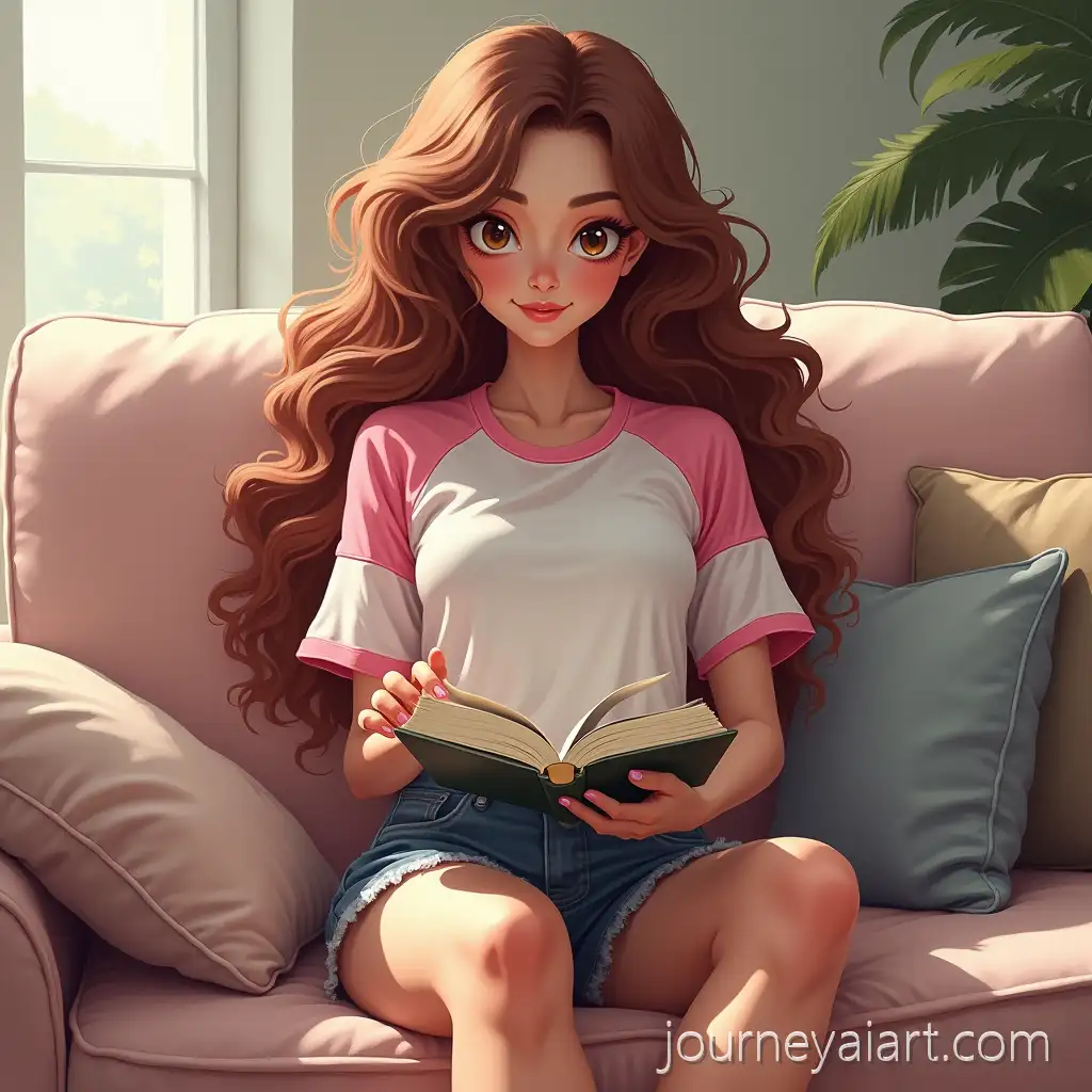 Mystical-Woman-with-LongMystical-woman-reading-book-Curly-Hair-Reading-a-Book-on-a-Couch
