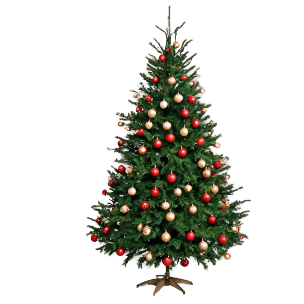 Real-Christmas-Tree-PNG-Decorated-with-Ball-and-Garland-for-Holiday-Designs