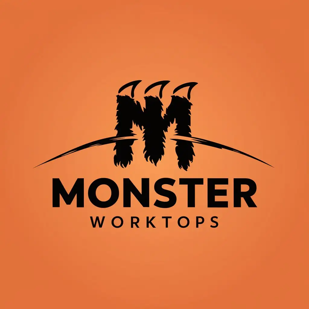 LOGO Design For Monster Worktops Claw Marks and Bold M Design in Orange and White