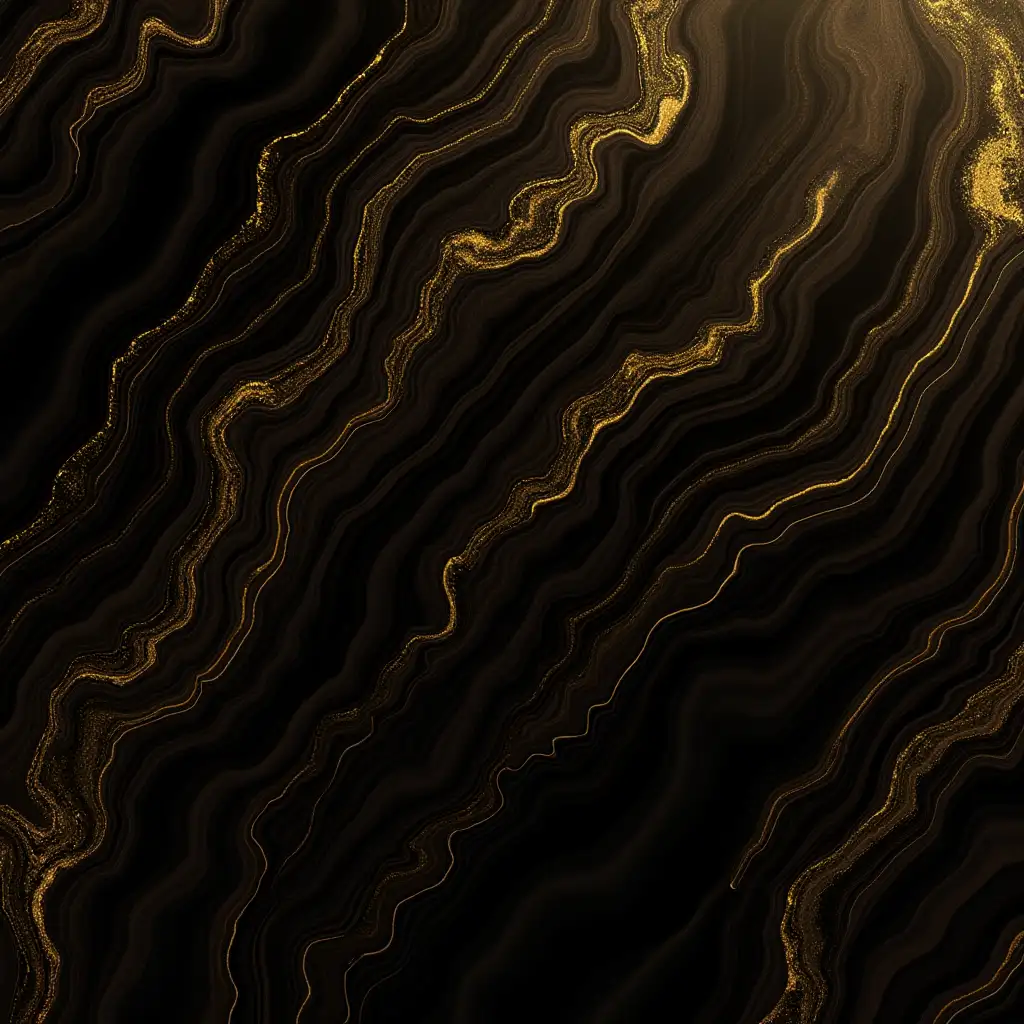 Unique Gold and Black Abstract Ambient Fluid Marble Wavy Rippling Grainy Background