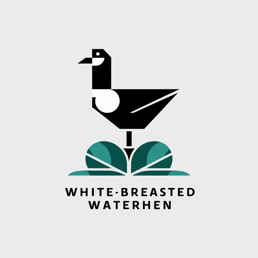 LOGO Design for Whitebreasted Waterhen Geometric Vector Style with Clear Background