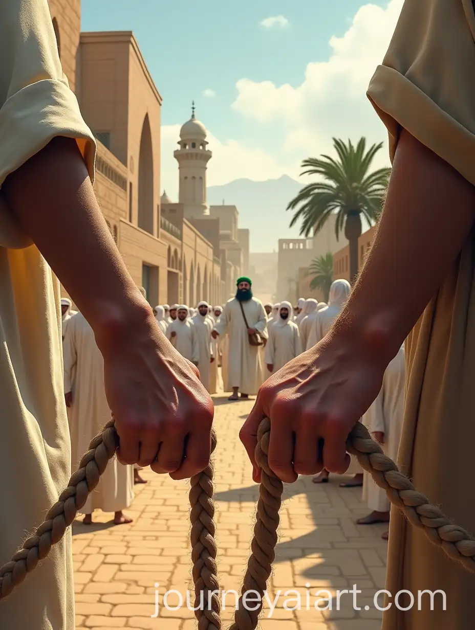 Historical-Scene-of-Madinah-During-Caliph-Umars-Rule-with-Camel-and-Crowds