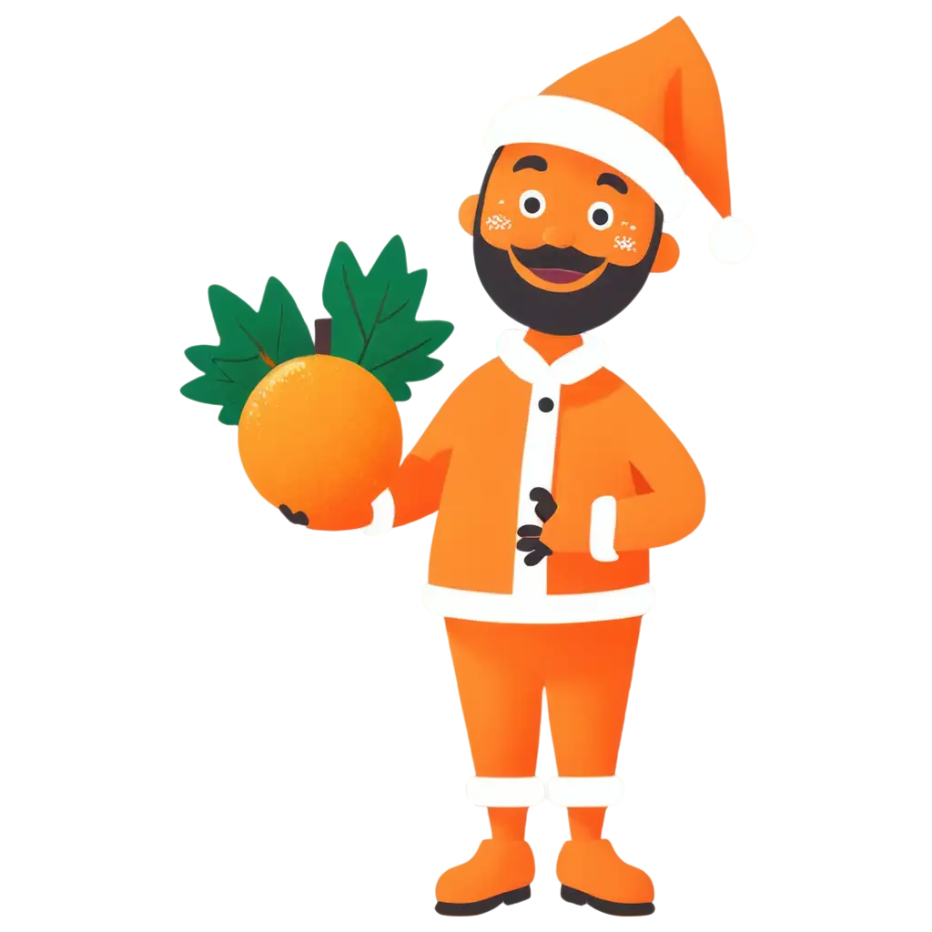 Fun-and-Playful-PNG-Logo-for-Mandarin-Company-Featuring-Anthropomorphic-Mandarin-with-Santa-Hat