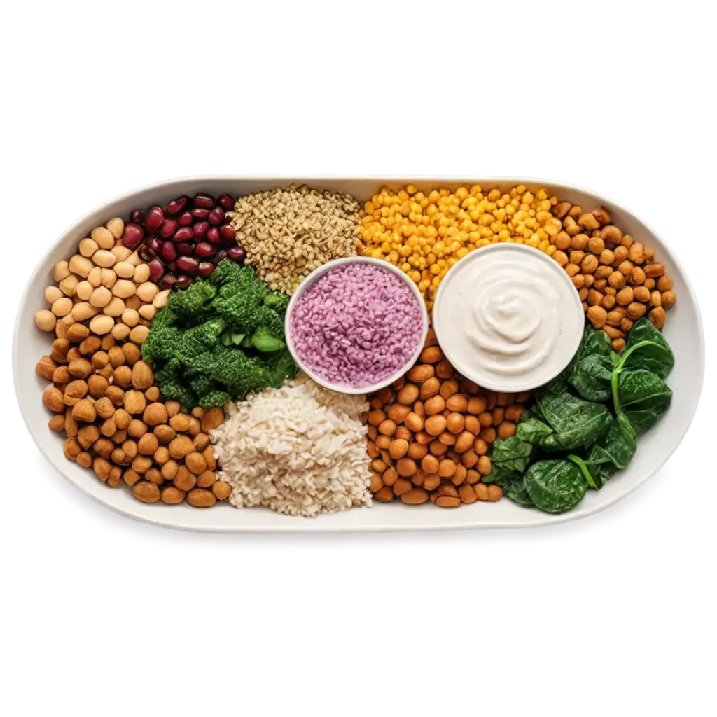 Vegetarian-ProteinRich-Foods-Plate-HighQuality-PNG-Image-for-Healthy-Nutrition-Content