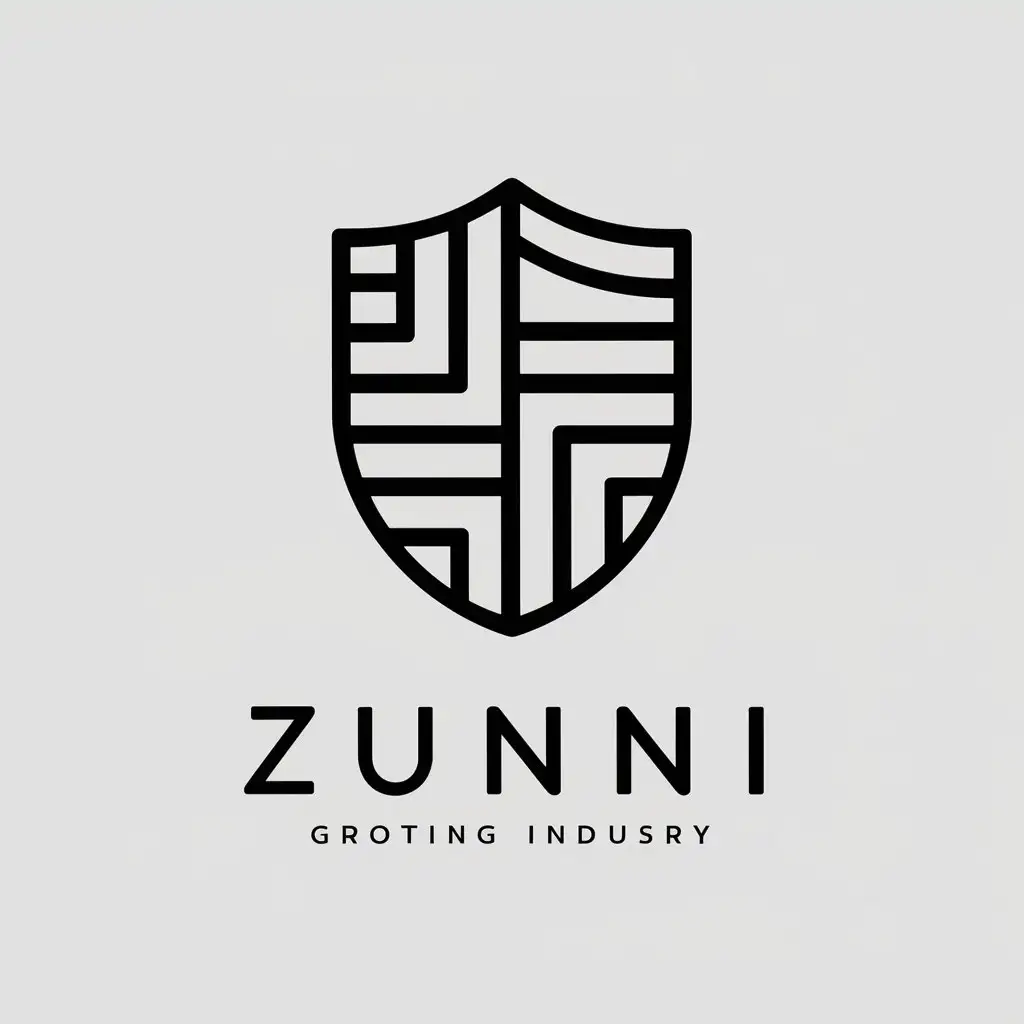 a vector logo design,with the text "ZUNNI", main symbol:shield,Minimalistic,be used in clothing industry,clear background