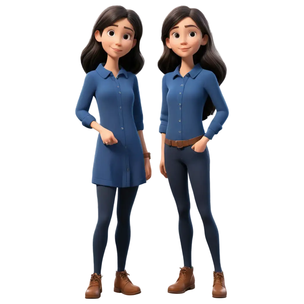 Animation-of-a-Girl-Wearing-a-Long-Dark-Blue-Shirt-HighQuality-PNG-for-Versatile-Usage