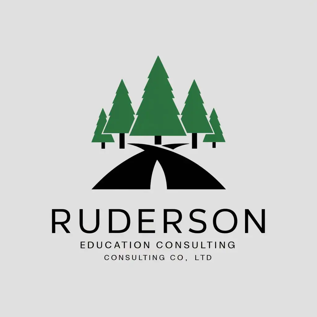 LOGO-Design-For-Ruderson-Education-Consulting-Co-Ltd-Minimalistic-Road-and-Forest-Theme