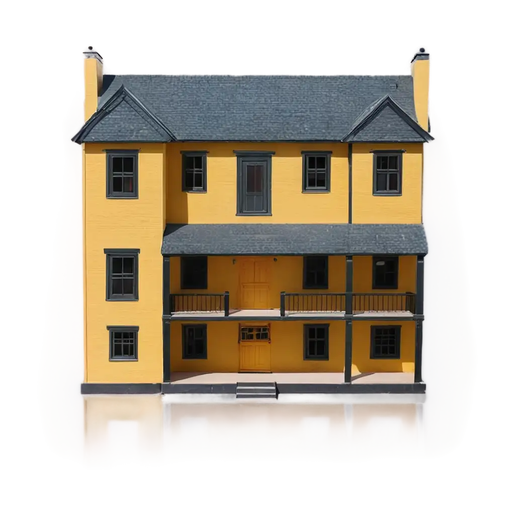 Stunning-Yellow-Square-Dollhouse-Front-PNG-Image