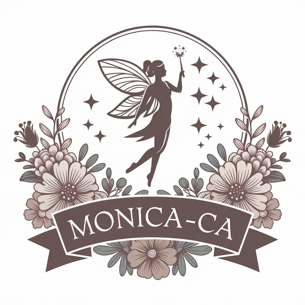 LOGO-Design-for-Monicaca-NatureInspired-Magic-with-Stars-Flowers-and-Fairy-Wand