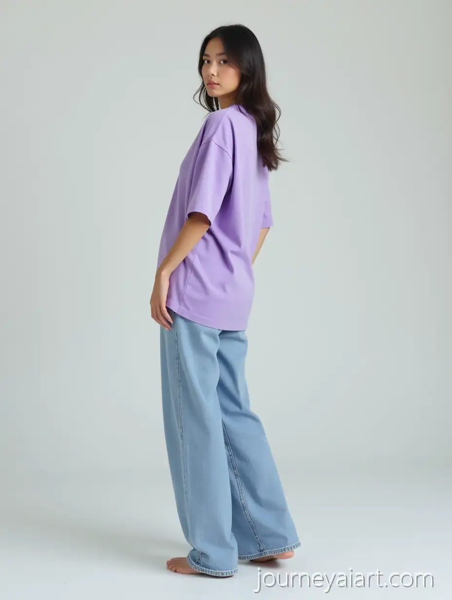 Full-Body-Female-Model-in-Lavender-TShirt-and-Light-Blue-Baggy-Jeans