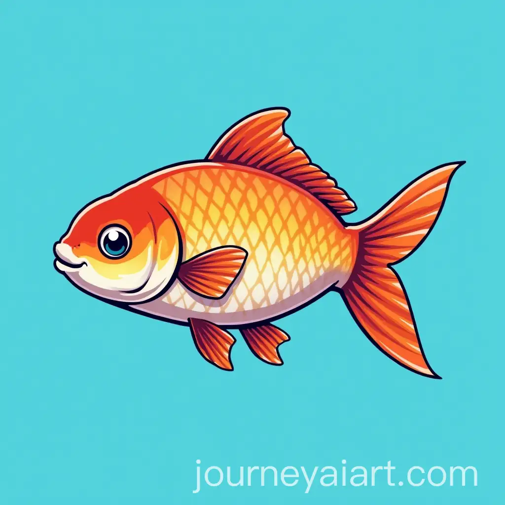 Cartoon-Carp-Swimming-on-a-Blue-Background
