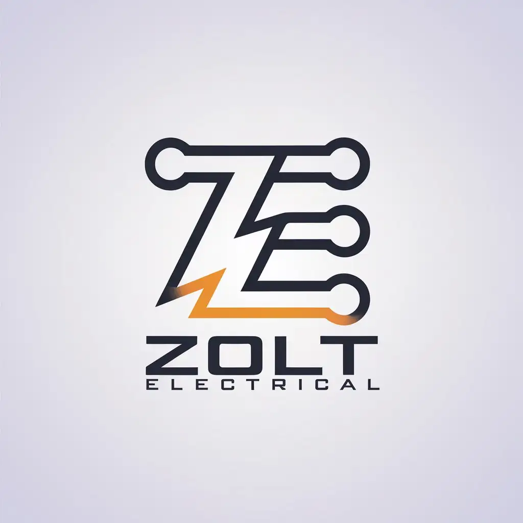 LOGO Design for Zolt Electrical ZE Symbol with a Complex Design on a Clear Background