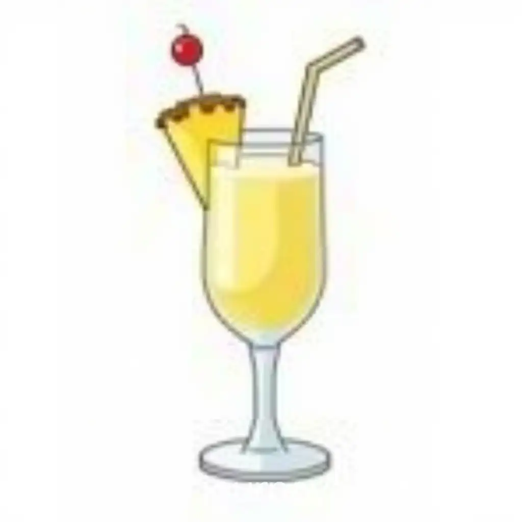 Comic-Style-Pina-Colada-Cocktail-with-Ingredients-Labelled-on-White-Background