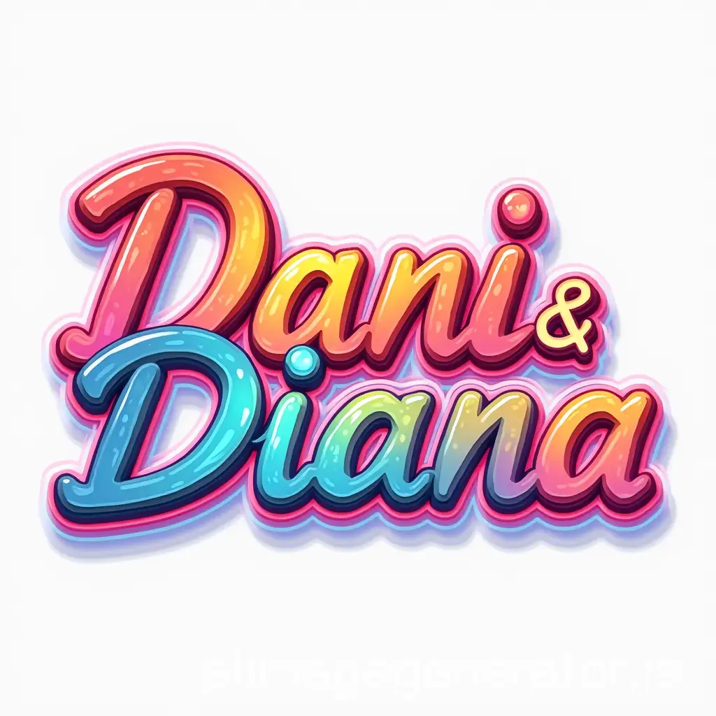 Dani-and-Diana-Names-in-Curved-Bubble-Font-with-Rainbow-Fill