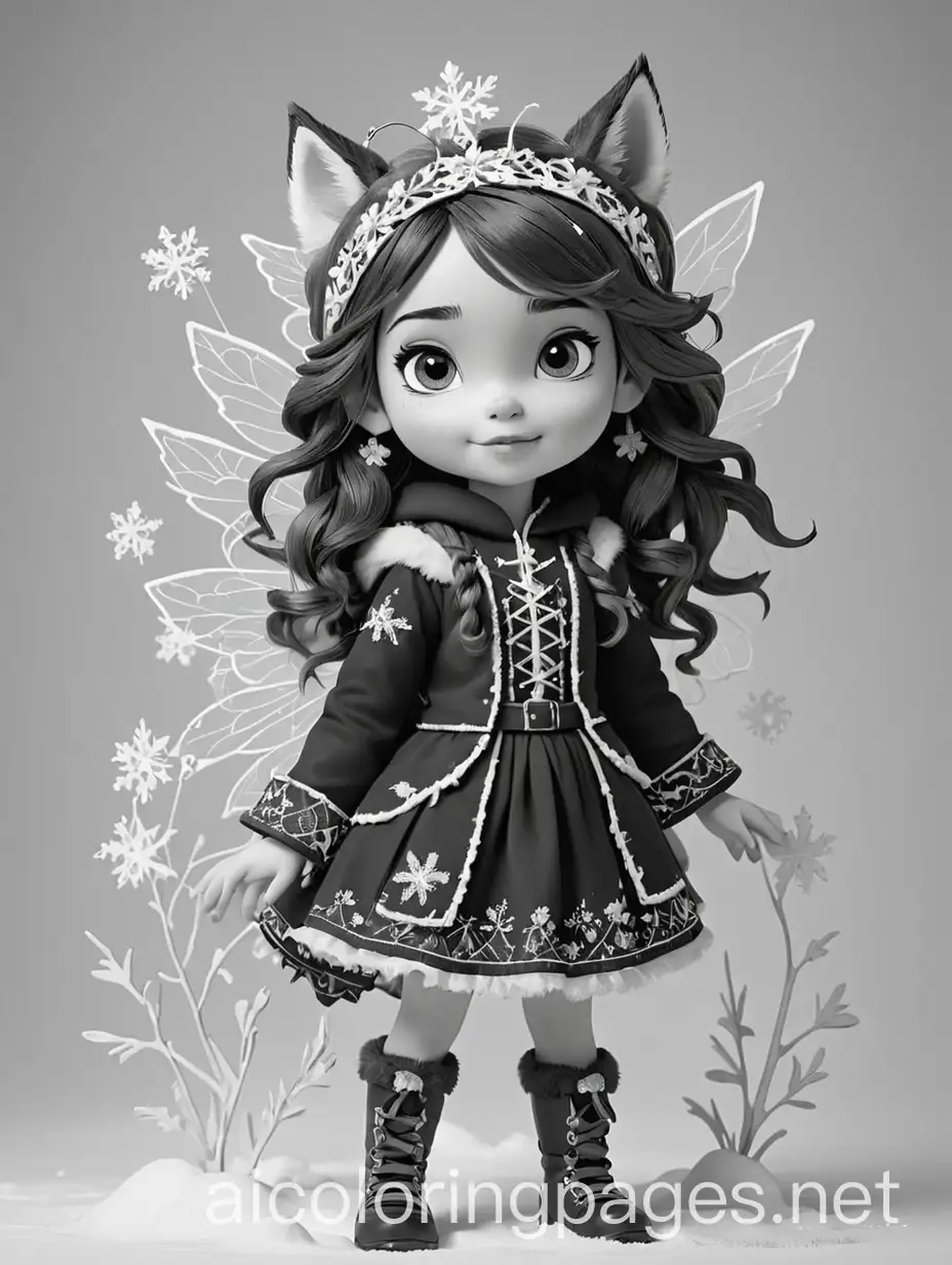 Enchanting-Winter-Fairy-with-Husky-Coloring-Page-for-Kids