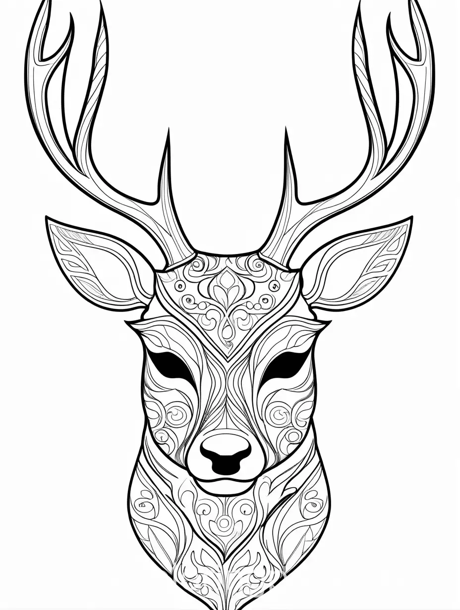 Simplistic-Deer-Mask-Coloring-Page-with-Ample-White-Space