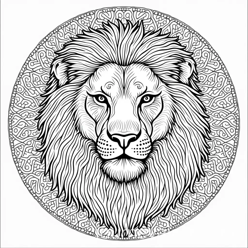 Intricate-Lion-Mandala-Coloring-Page-for-Stress-Relief