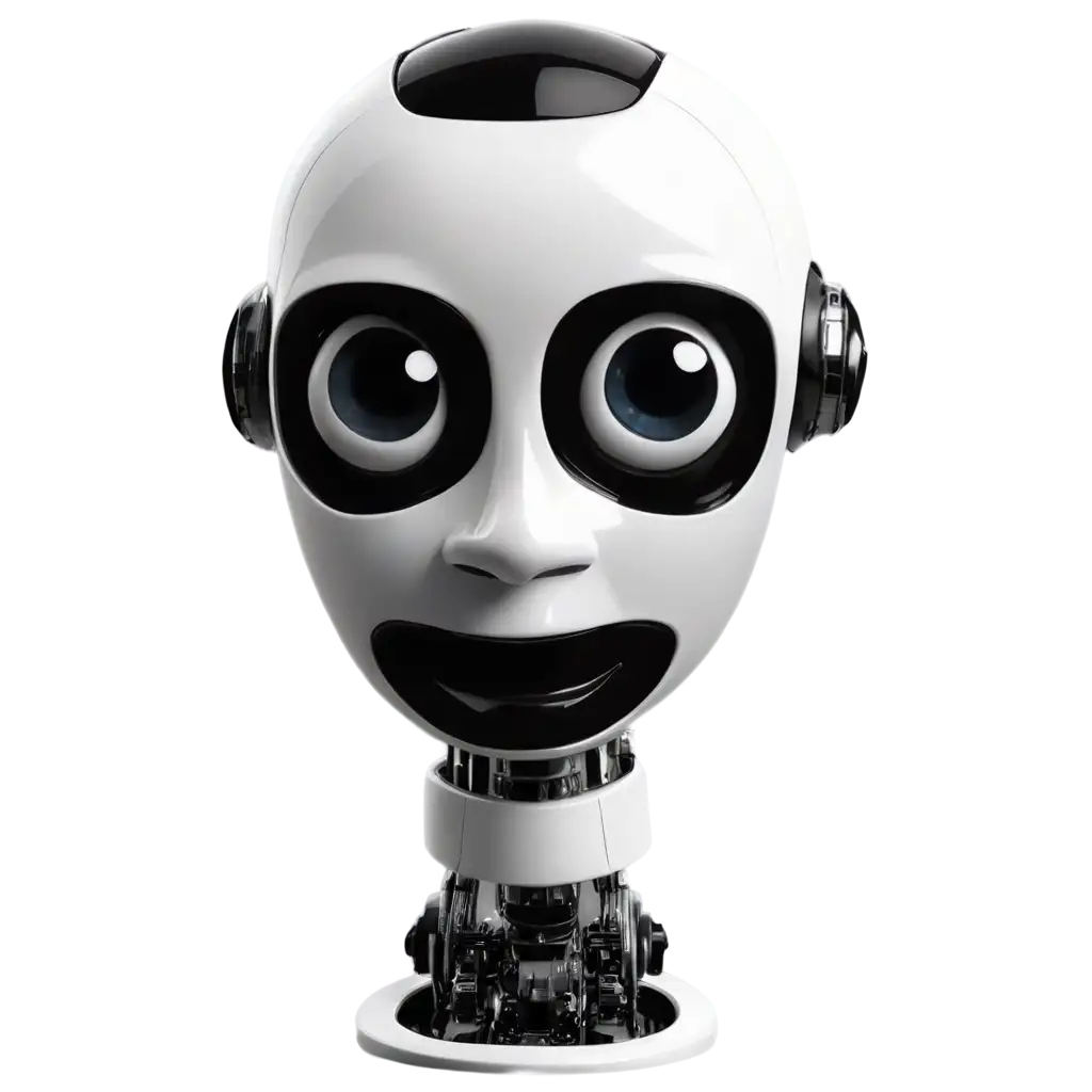 AI-Robot-with-Black-and-White-Head-PNG-Image-for-Creative-Use
