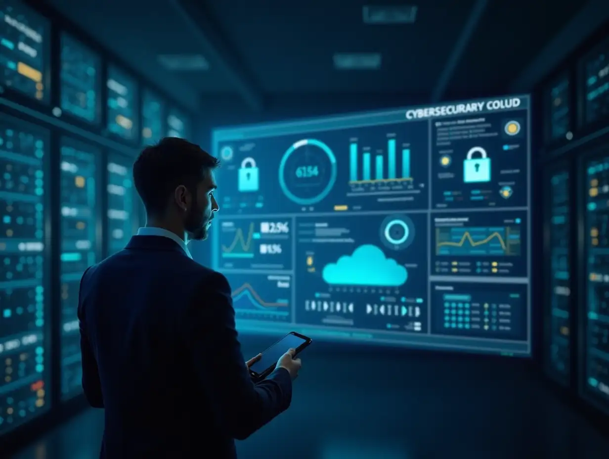 Modern-Executive-Analyzing-Cybersecurity-Dashboard-with-Digital-Security-Elements