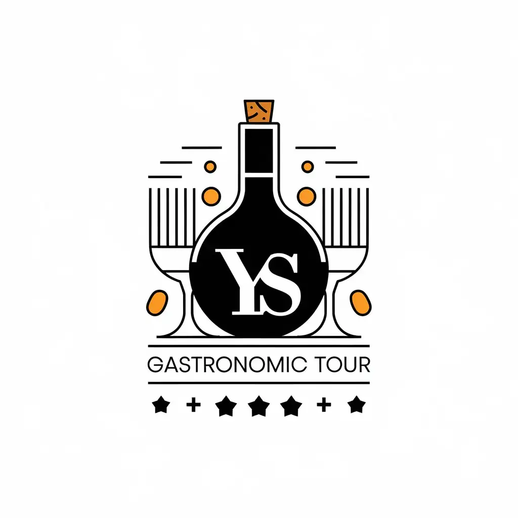 LOGO-Design-for-YS-Gastronomic-Tour-Elegant-Vector-Featuring-Wine-Cheese-and-Michelin-Stars