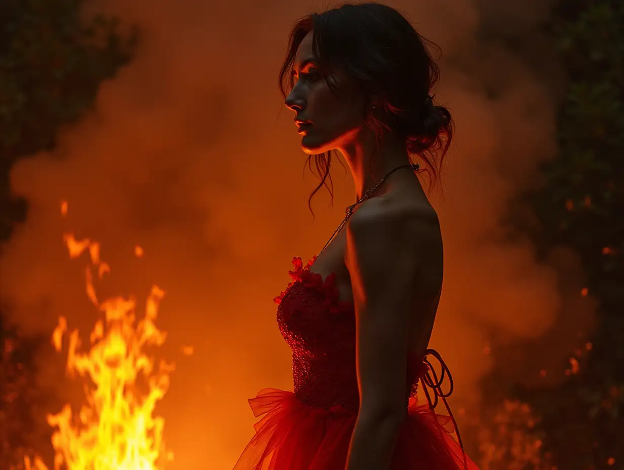 Elemental Boudoir of a US woman: Subjects are portrayed as embodiments of natural elements (fire) with surroundings and attire reflecting these themes in surreal and captivating ways.