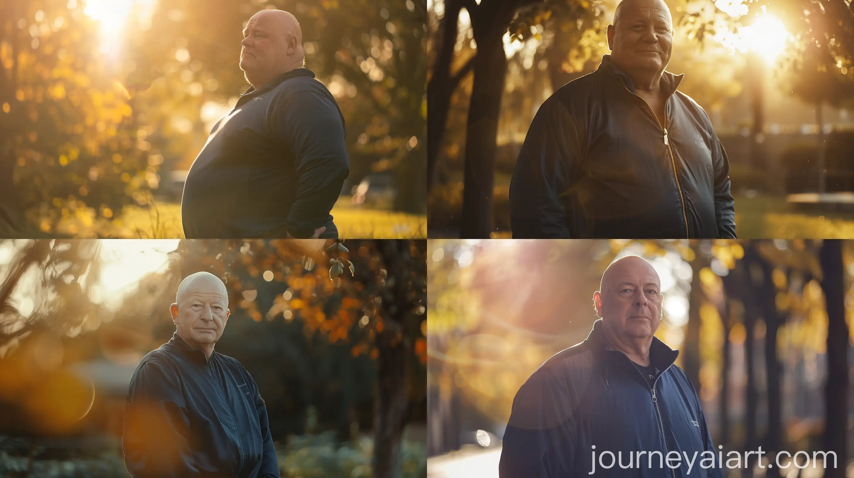 Elderly-Gentleman-in-Navy-Silk-Tracksuit-Enjoying-Sunlight-Outdoors