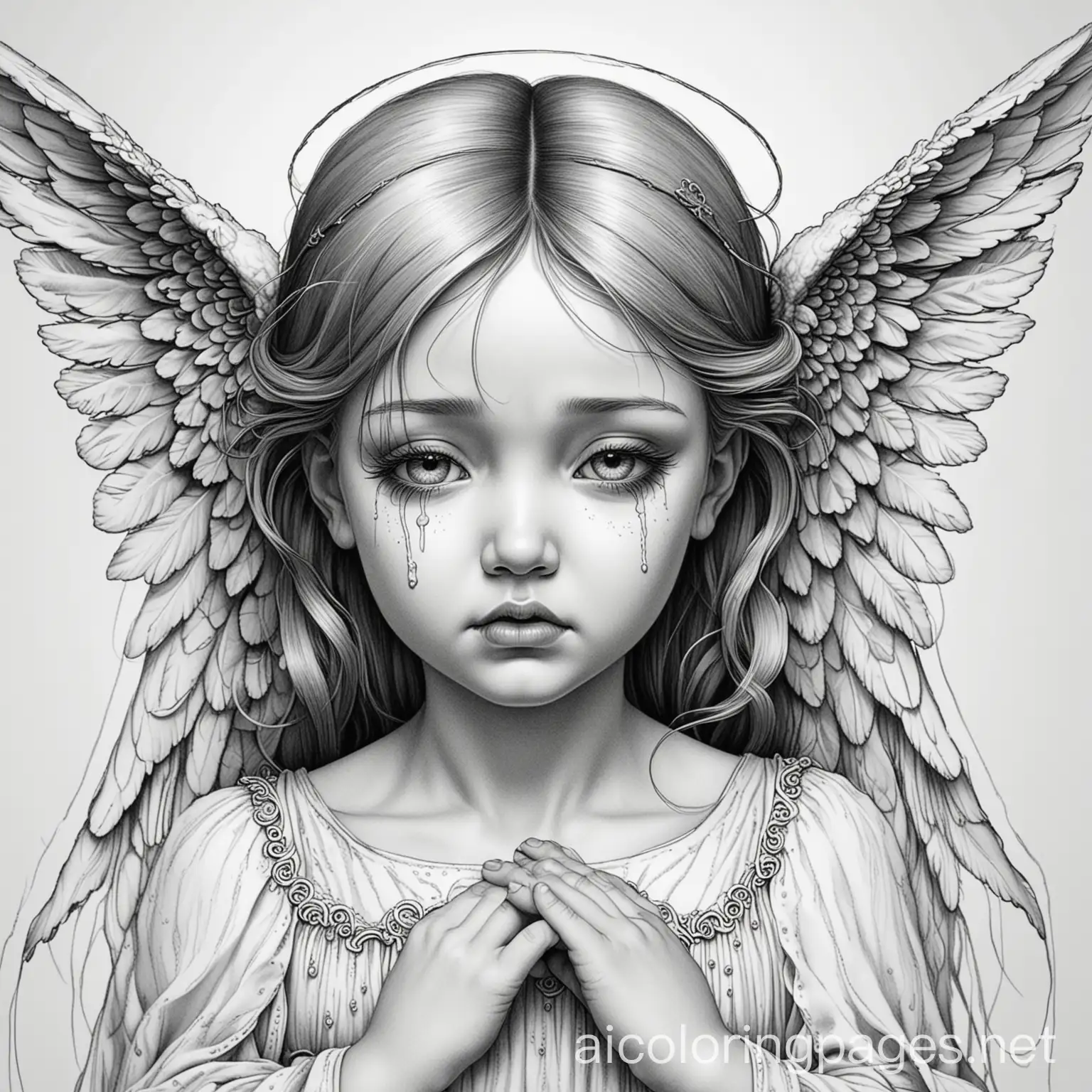 Gothic-Style-CloseUp-Angel-Coloring-Page