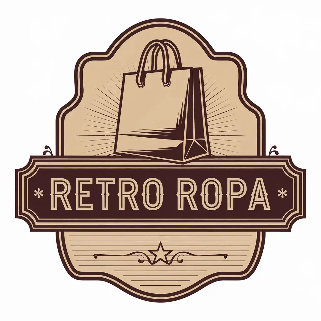 LOGO Design for Retro Ropa Vintage Shopping Bag Symbol with Clear Background