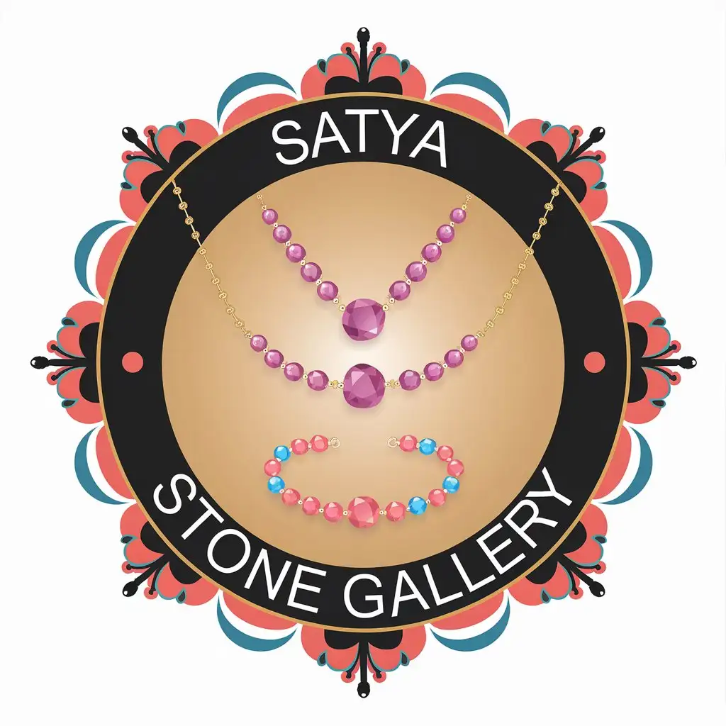 LOGO-Design-for-Satya-Stone-Gallery-Elegant-Necklace-and-Stone-Bracelet-with-Floral-Edge