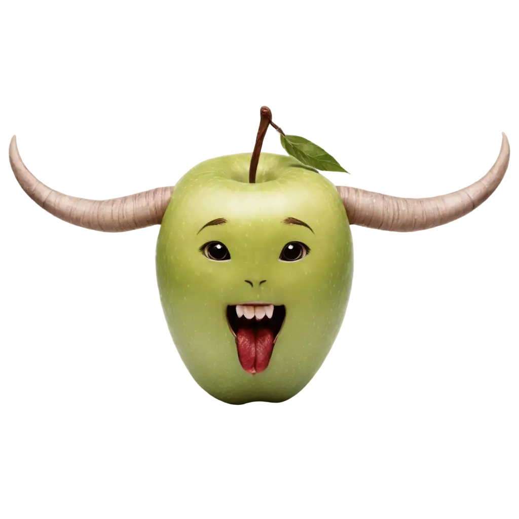 PNG-Image-Apple-with-Horns-Unique-and-Creative-Concept