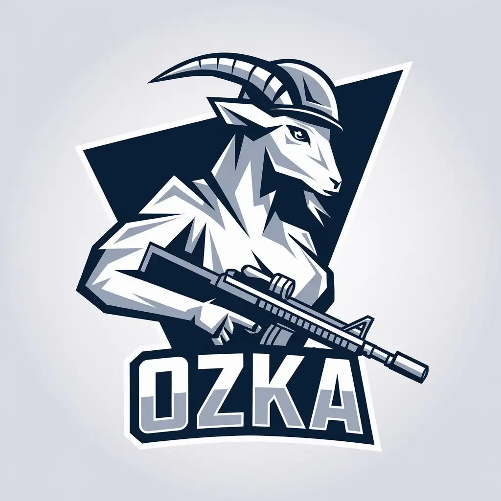 LOGO Design for OZKA Stylized Female Goat with Machine Gun and Helmet