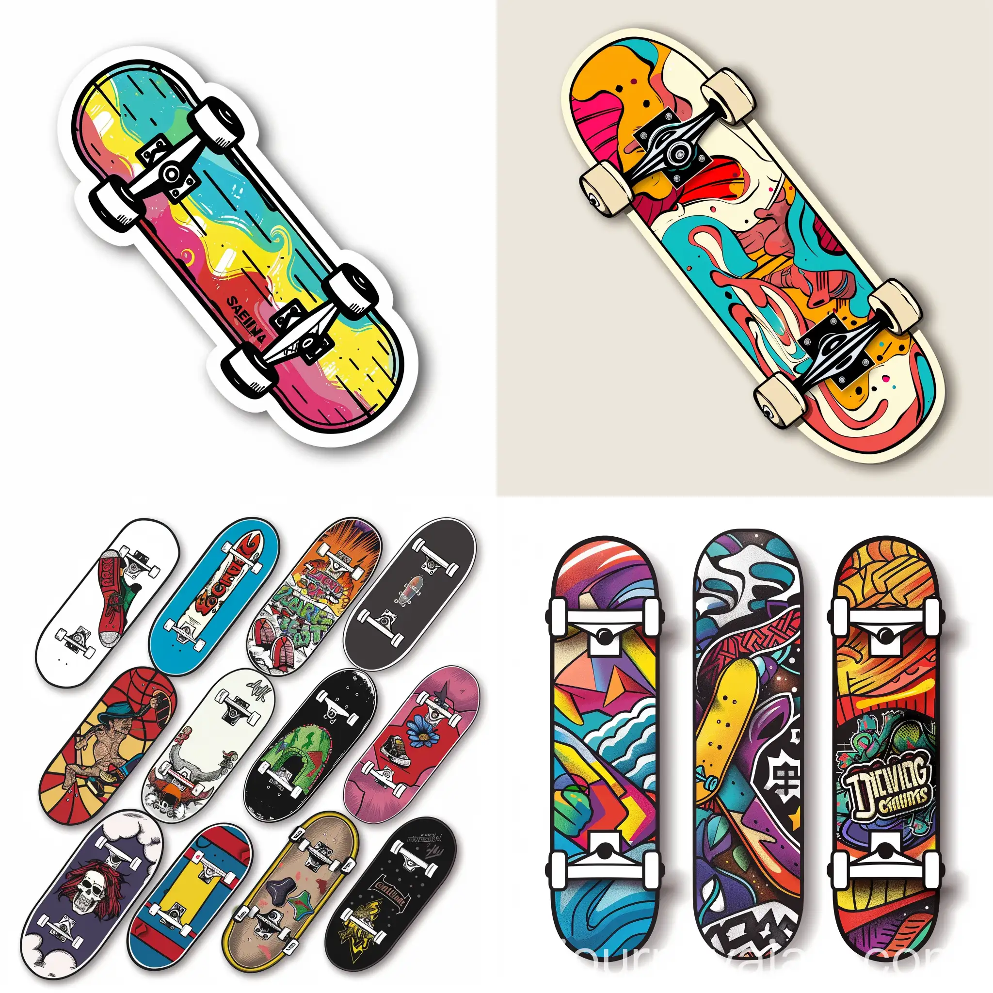 Minimalist-Skateboarding-Stickers-in-Tricolor-Palette