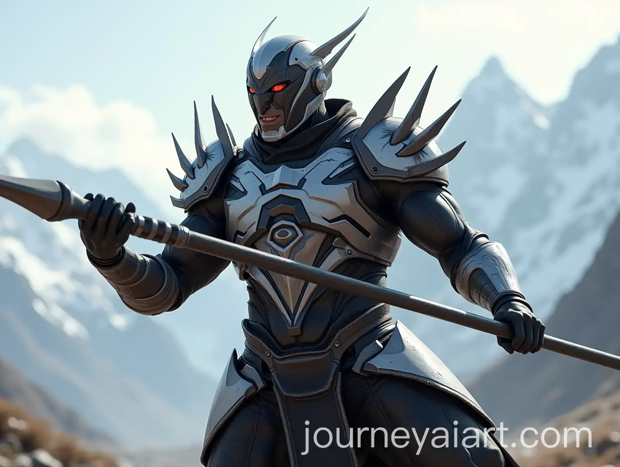 Futuristic-Football-Warrior-with-Spear-in-Mountainous-Setting