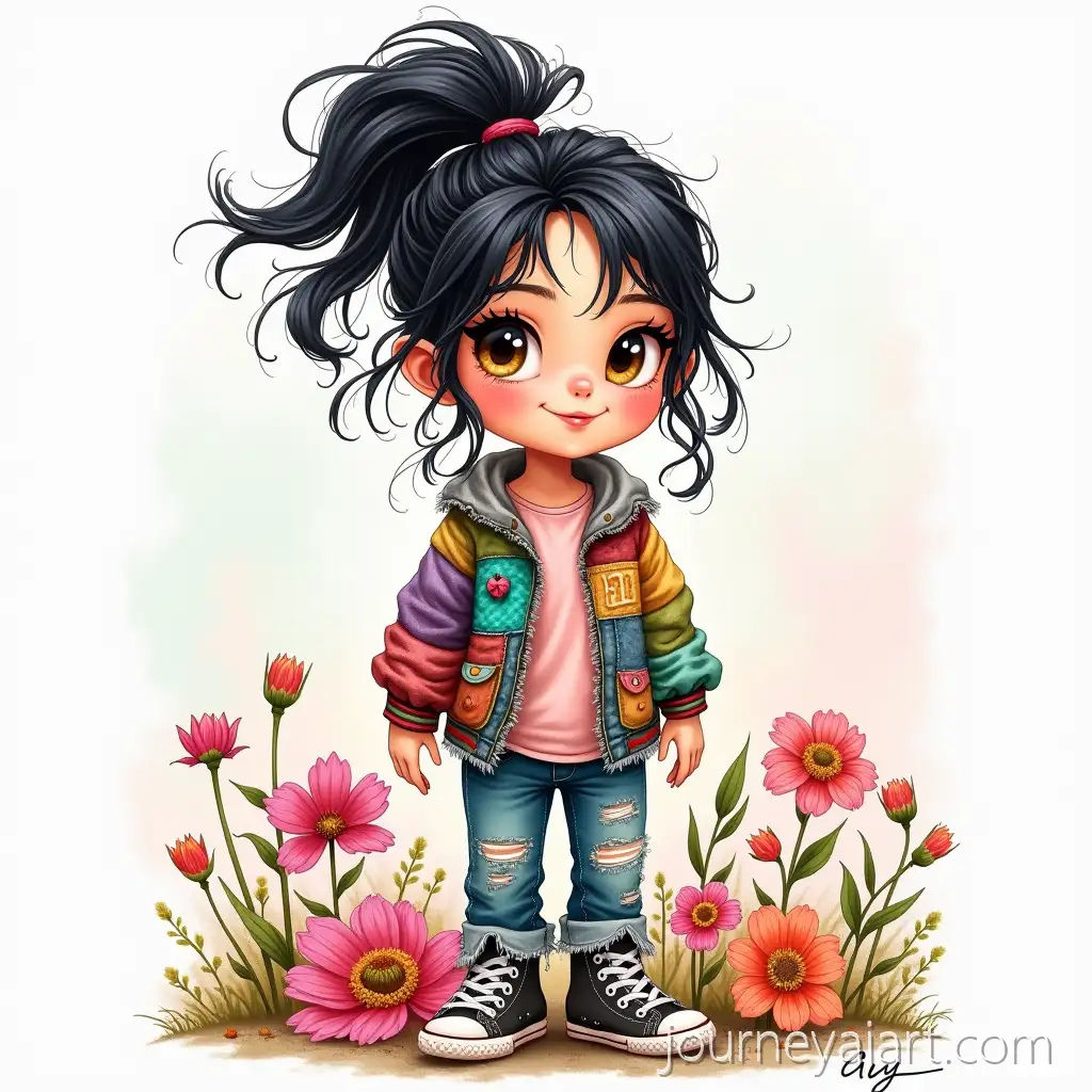 WhimsAI-Image-Expansionical-Little-Girl-with-Messy-Hair-Surrounded-by-Colorful-Flowers