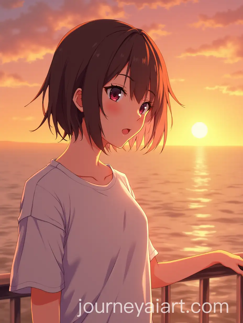 Brunette-Anime-Character-at-Sunset-in-Casual-Attire
