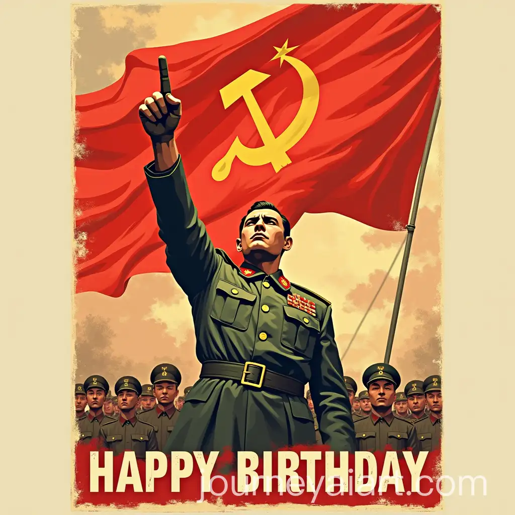 Soviet-Communist-Propaganda-Poster-with-HAPPY-BIRTHDAY-Message