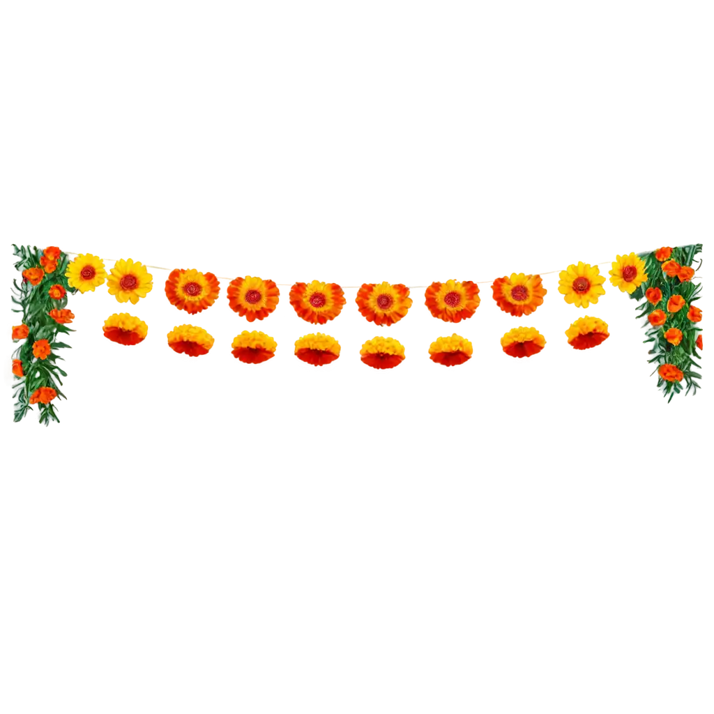 Indian-Festival-Door-Toran-Decoration-With-Marigold-PNG-Vector-Design