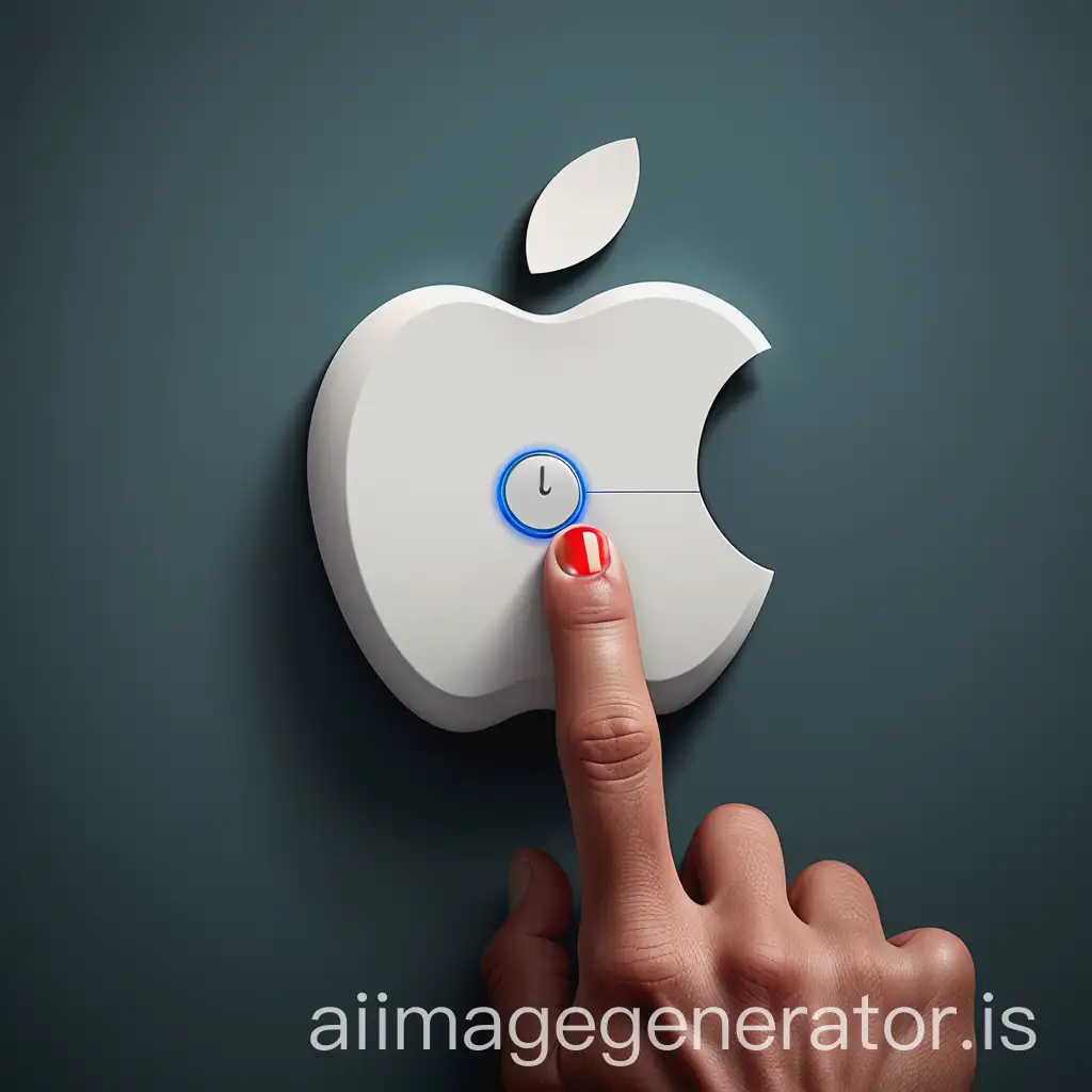 Hand-Pressing-an-Off-Button-in-the-Shape-of-an-Apple