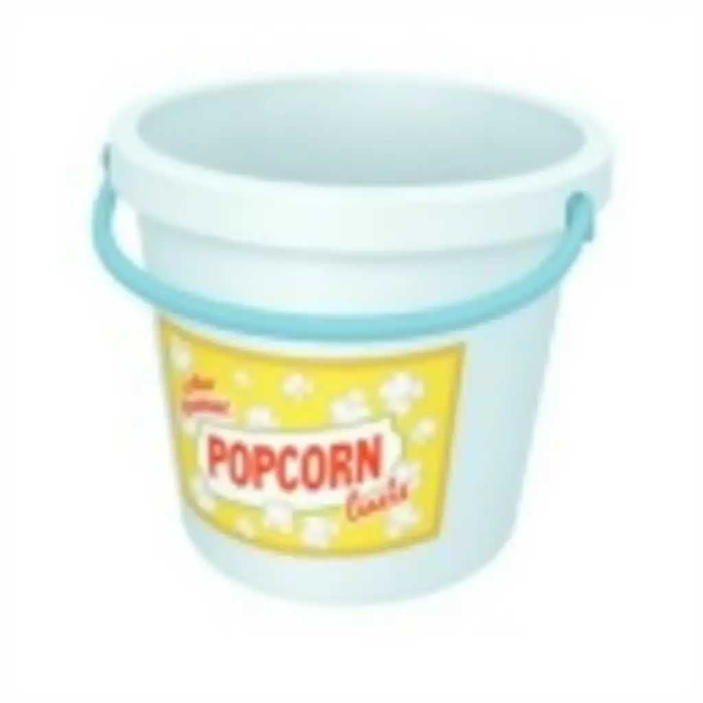 CartoonStyle-Illustration-of-a-PlasticAI-Art-Prompt-Expansion-Bucket-with-Popcorn-Label-as-a-Hat