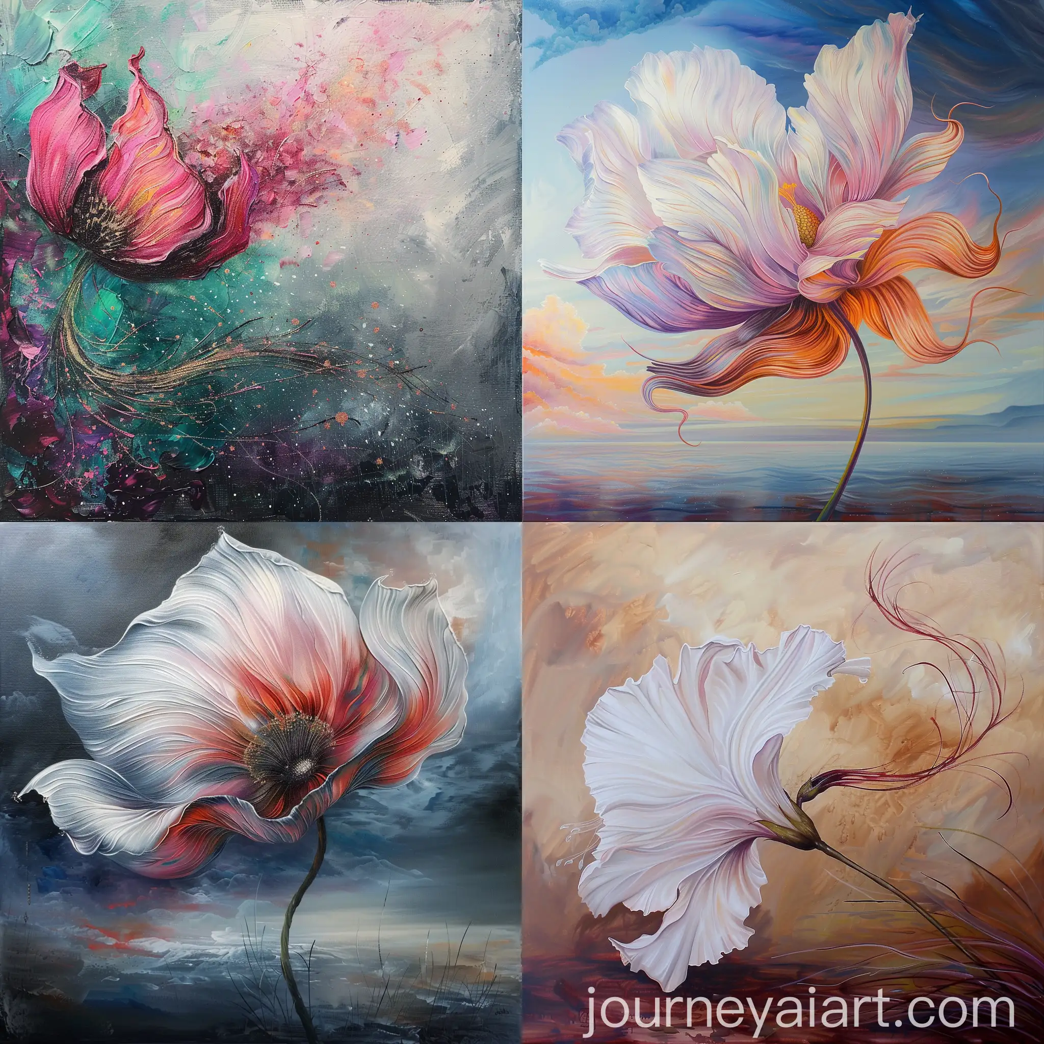 Contemporary-Flower-Painting-Blowing-in-the-Wind