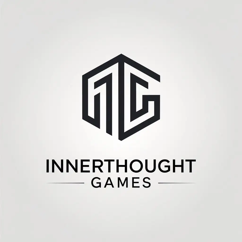 LOGO Design for InnerThought Games Minimalistic ITG Symbol for Technology Industry with Clear Background